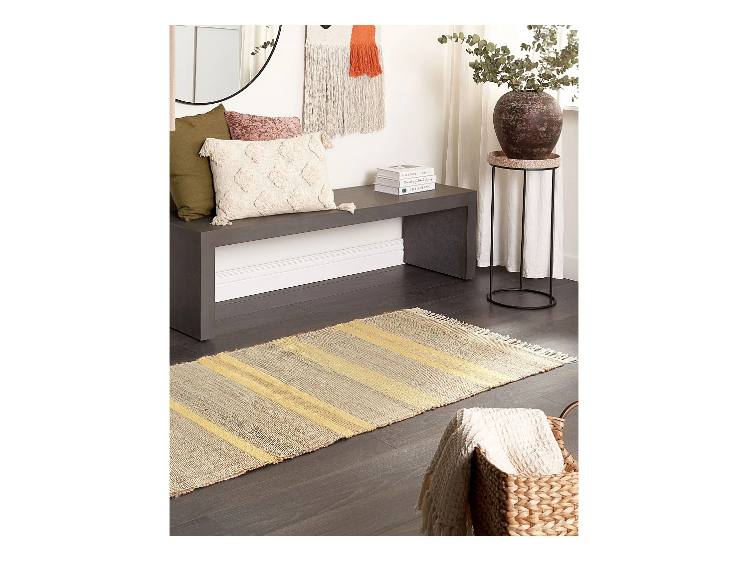 Vloerkleed jute beige/geel 80 x 300 cm TALPUR