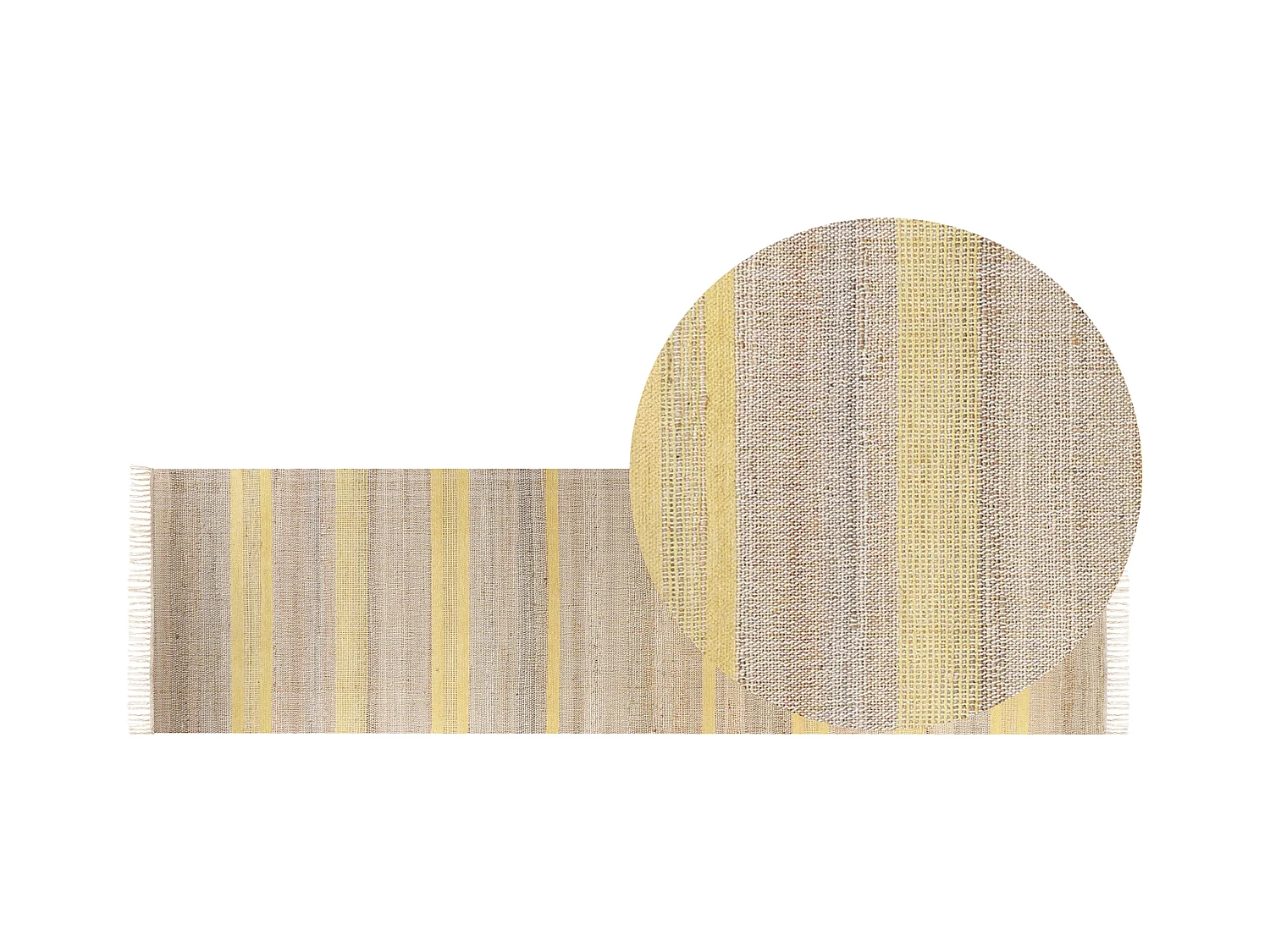 Teppich Läufer Jute beige / gelb rechteckig 80x300 cm hangewebt natürlich Talpur