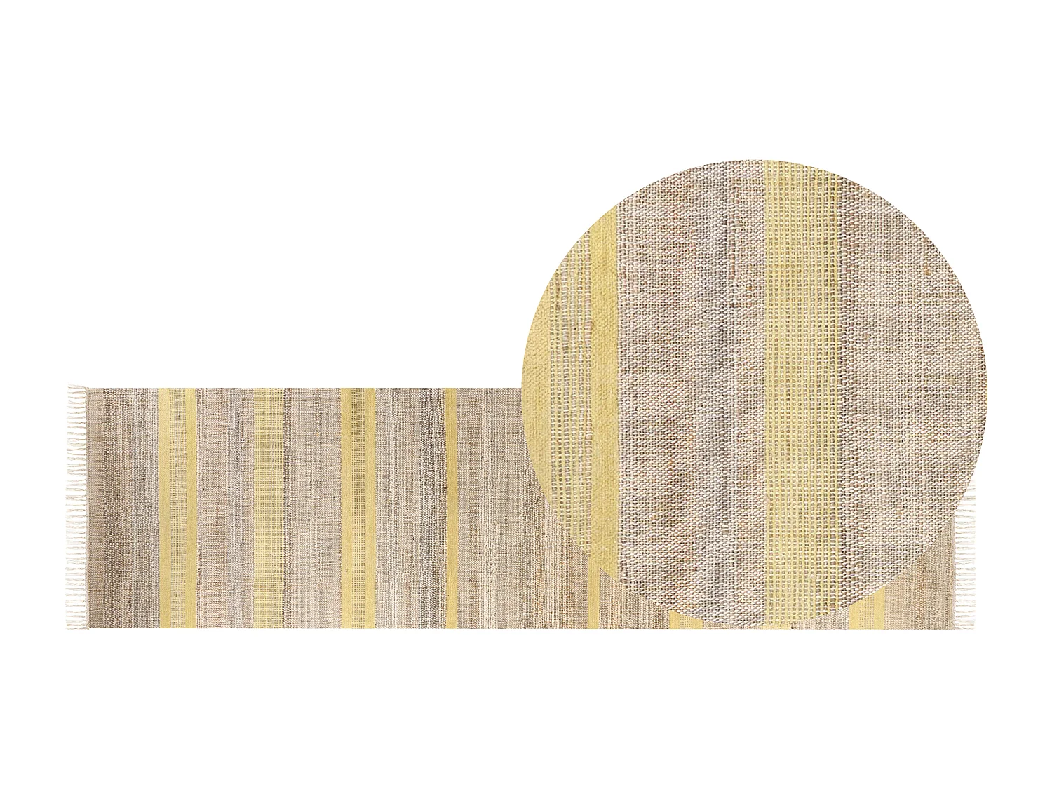 Teppich Läufer Jute beige / gelb rechteckig 80x300 cm hangewebt natürlich Talpur