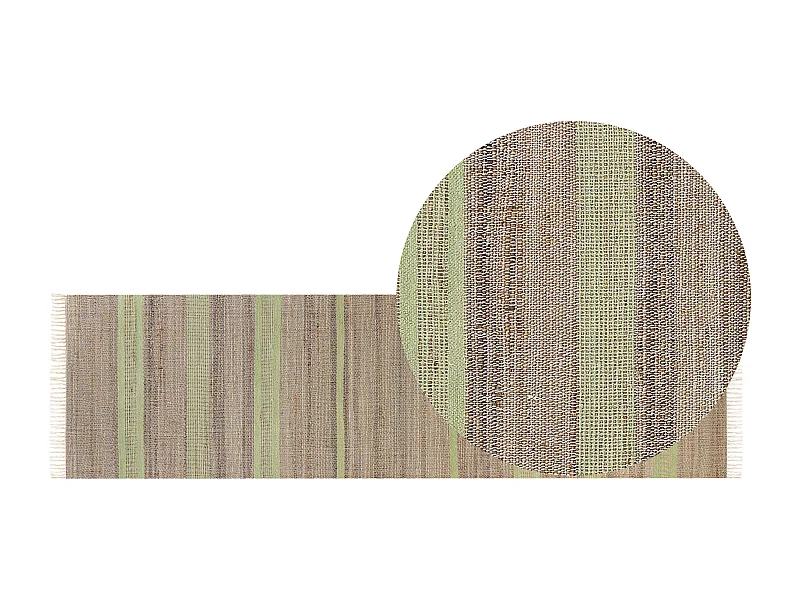 Teppich Jute beige / hellgrün 80 x 300 cm Streifenmuster Kurzflor zweiseitig TALPUR