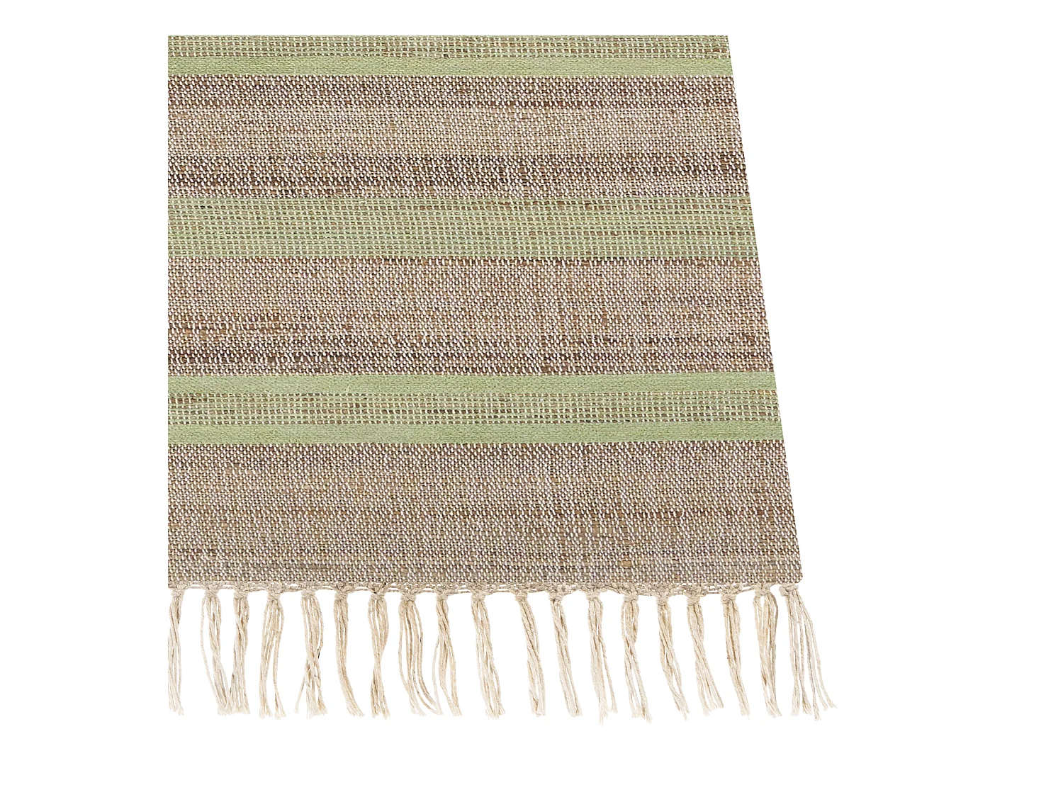 Teppich Jute beige / hellgrün 80 x 300 cm Streifenmuster Kurzflor zweiseitig TALPUR