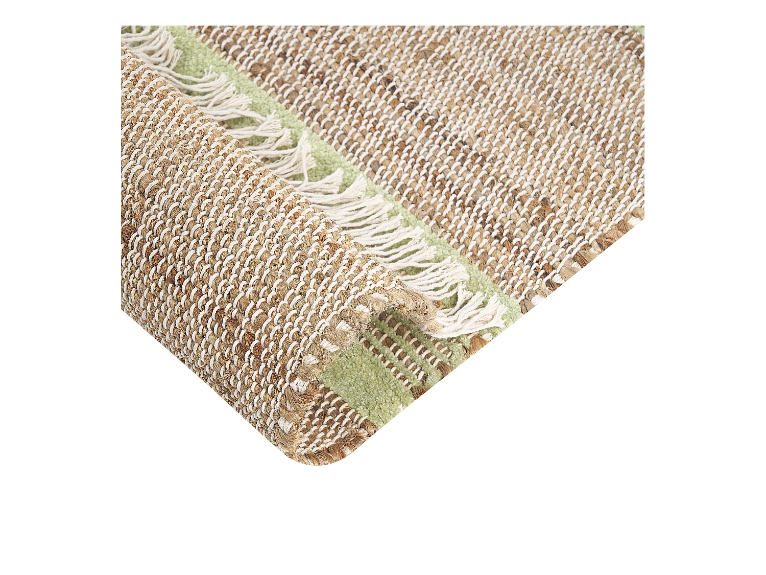 Teppich Jute beige / hellgrün 80 x 300 cm Streifenmuster Kurzflor zweiseitig TALPUR