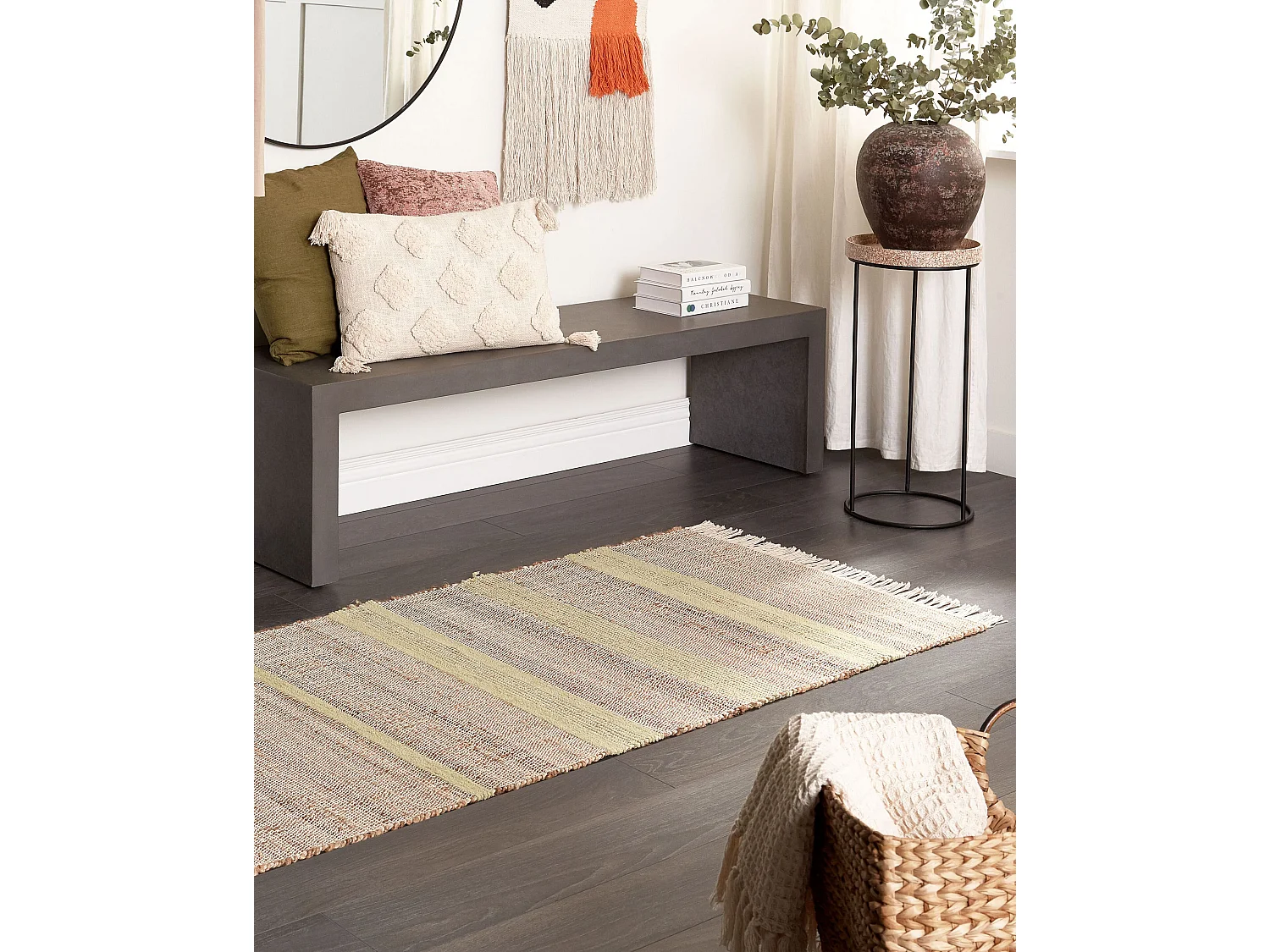 Dywan z juty 80 x 300 cm beżowo-zielony TALPUR