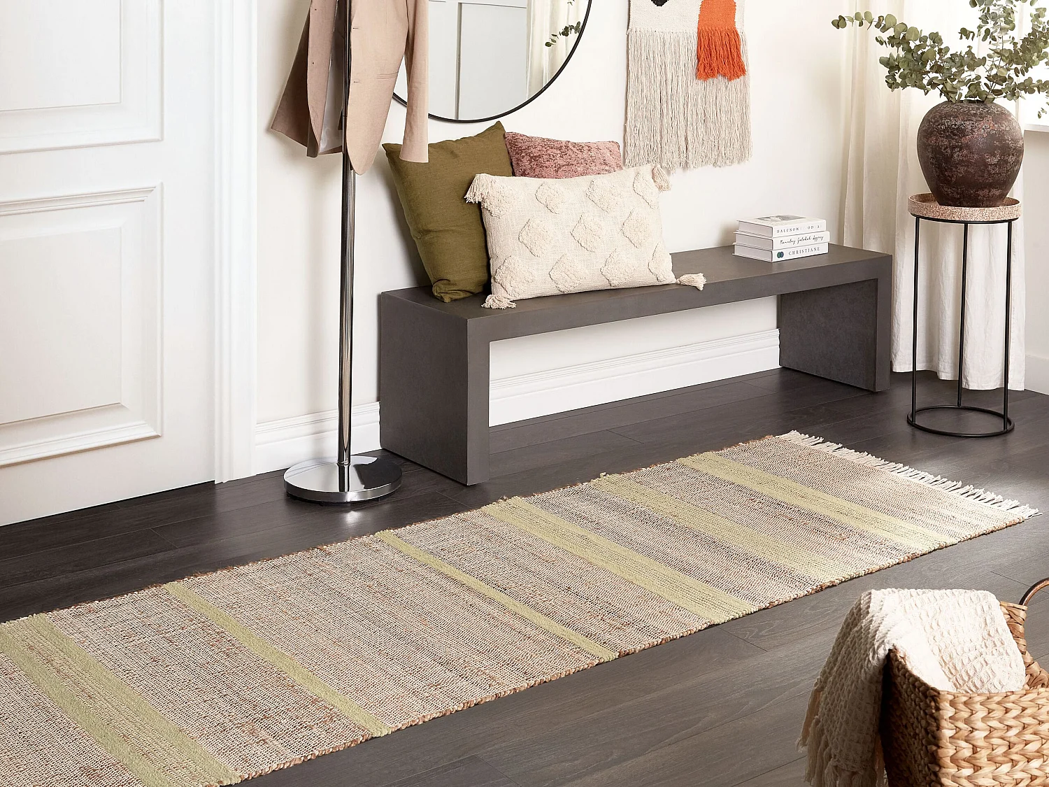 Tapis en jute beige et vert clair 80 x 300 cm TALPUR