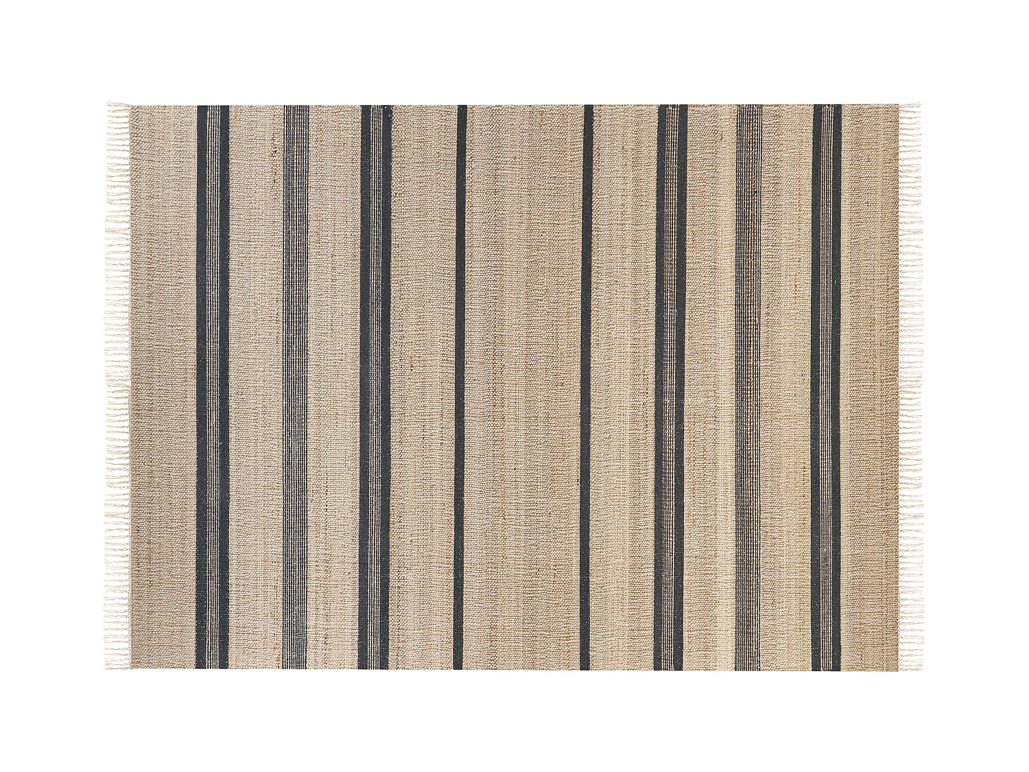 Teppich Jute beige / blau Streifen 160x230 cm hangewebt natürlich Talpur