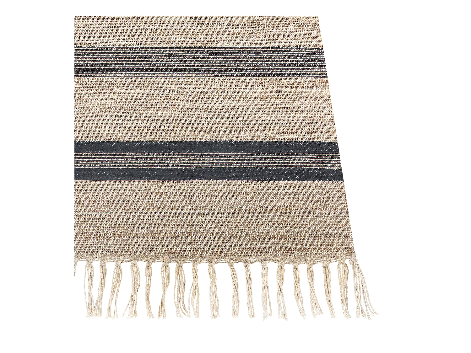 Teppich Jute beige / blau Streifen 160x230 cm hangewebt natürlich Talpur