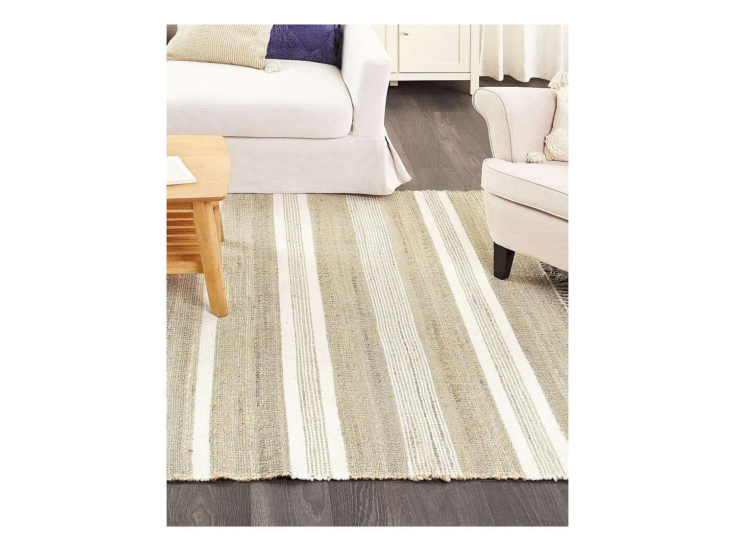 Vloerkleed TALPUR 160 x 230 cm Jute Wit