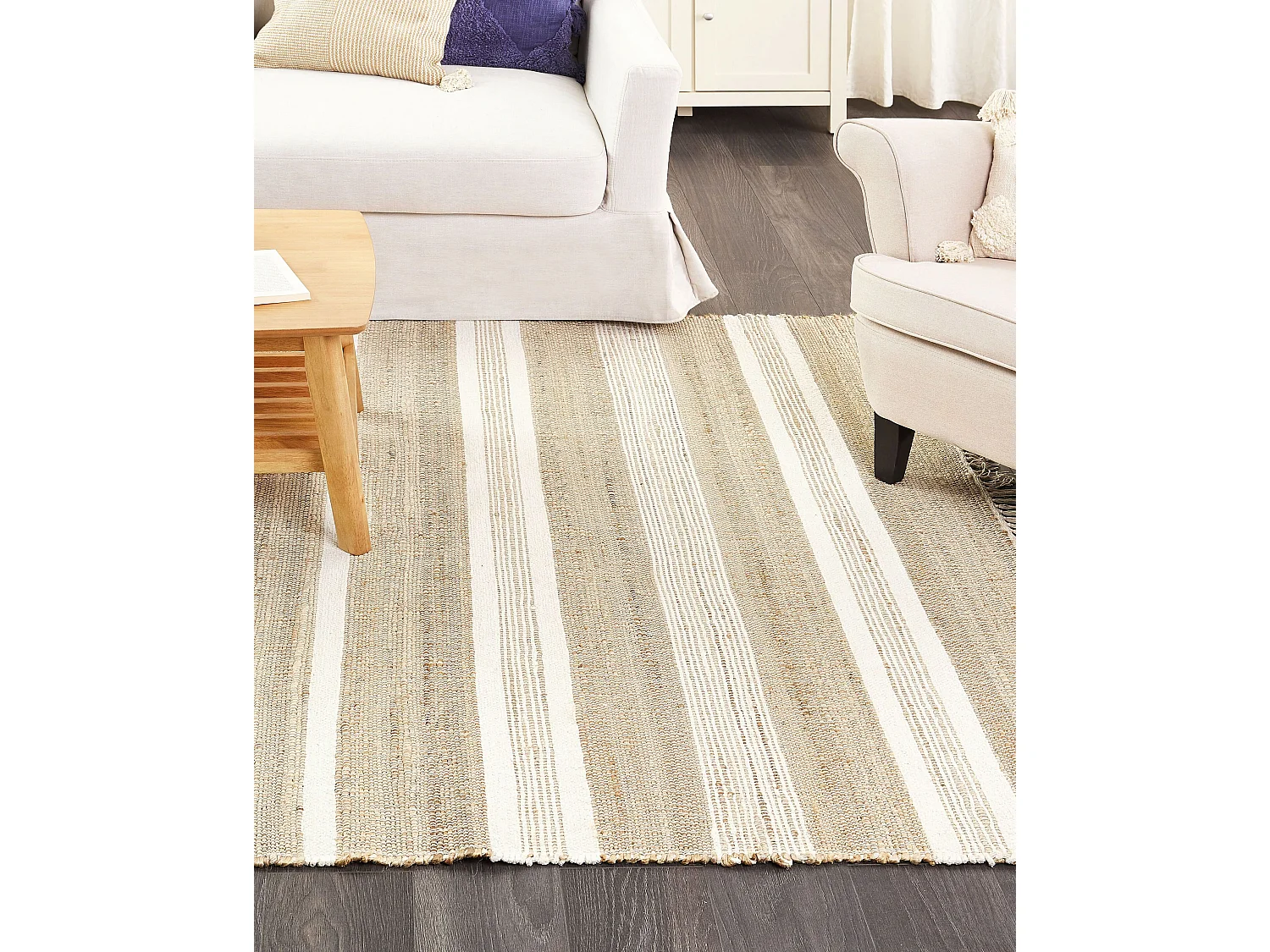 Alfombra TALPUR 160 x 230 cm Yute Blanco