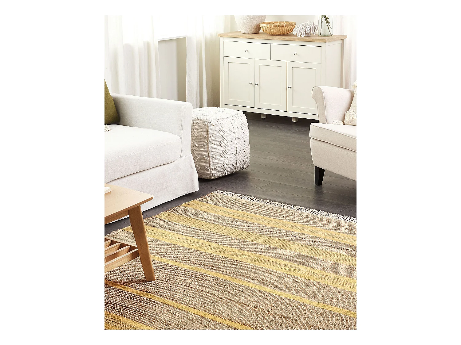 Teppich Jute beige / gelb rechteckig 160x230 cm hangewebt natürlich Talpur