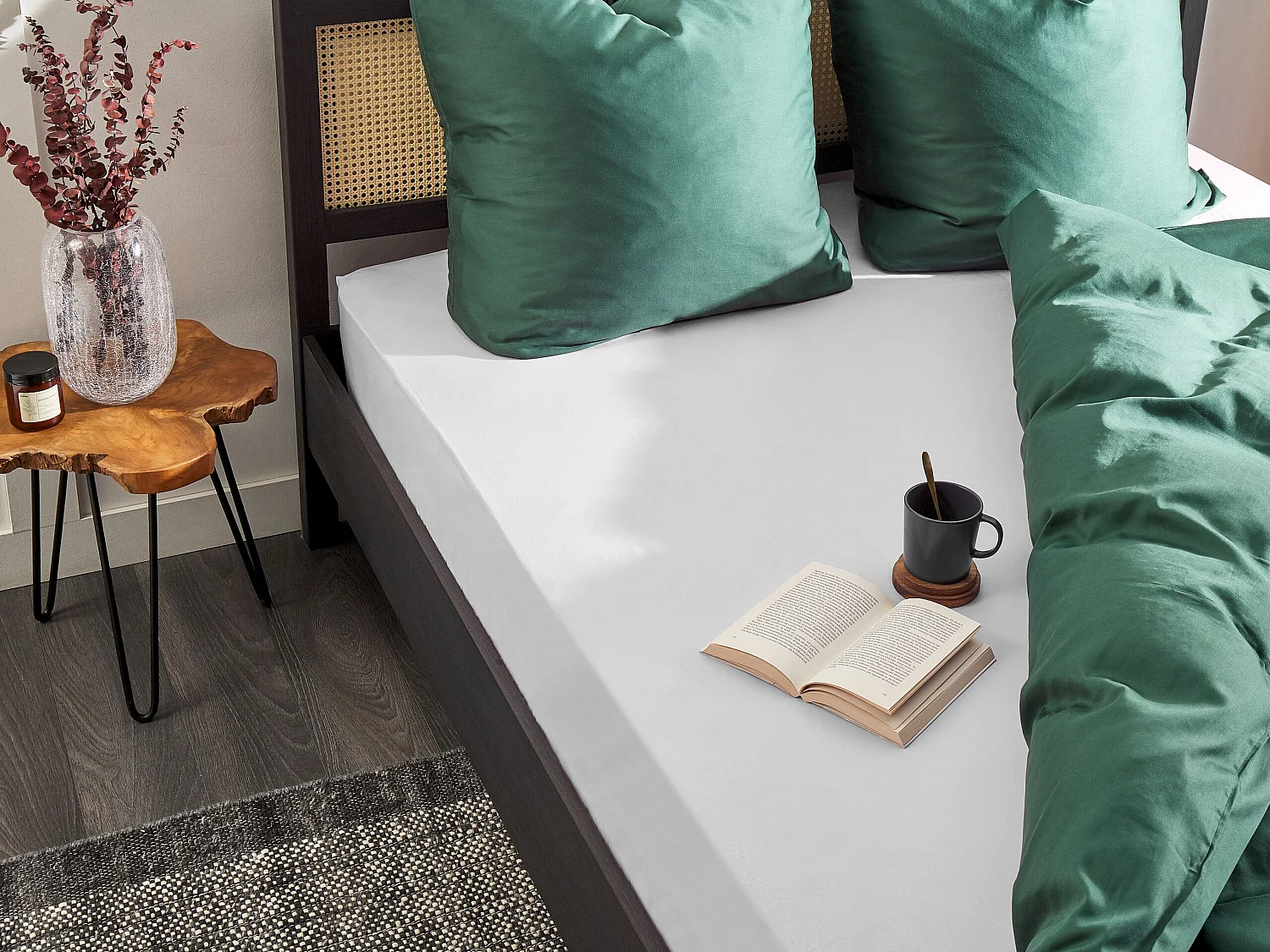 Hoeslaken JANBU Katoen 90 x 200 cm Wit