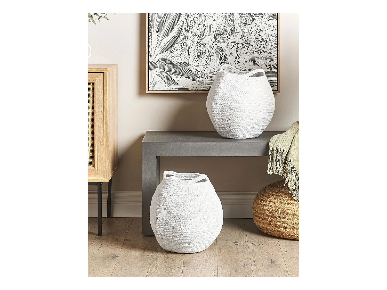 Lot de 2 paniers PANJGUR Coton Blanc