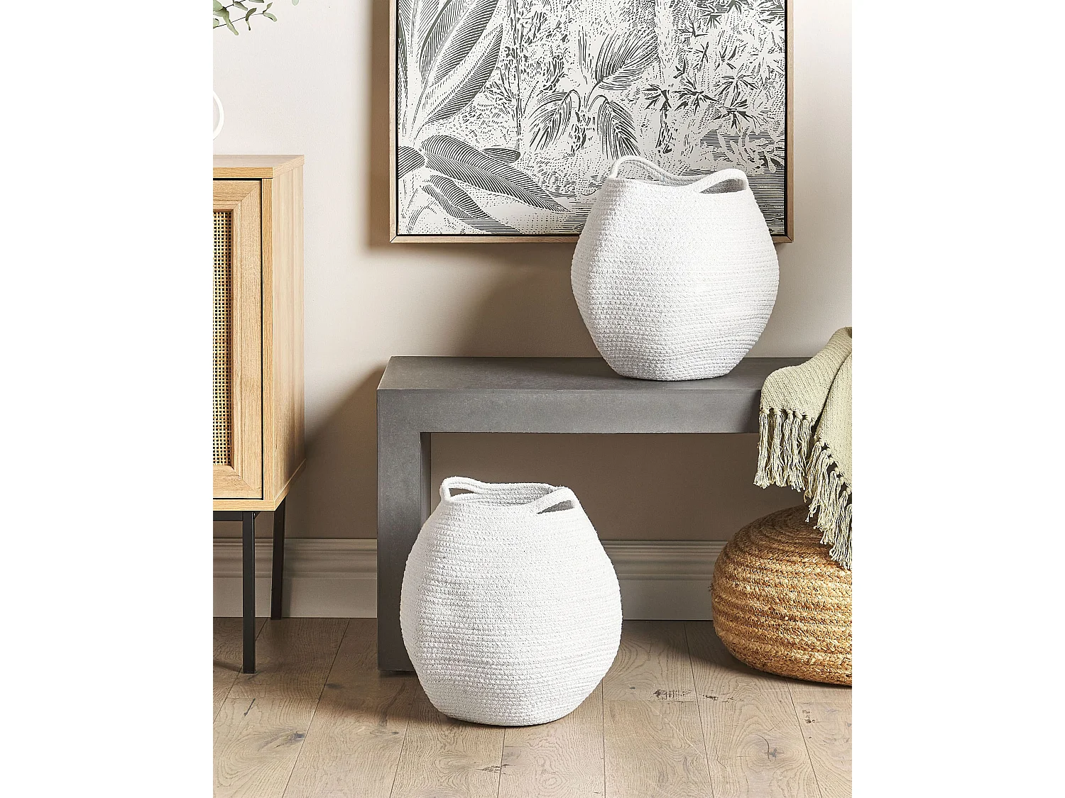 Lot de 2 paniers PANJGUR Coton Blanc