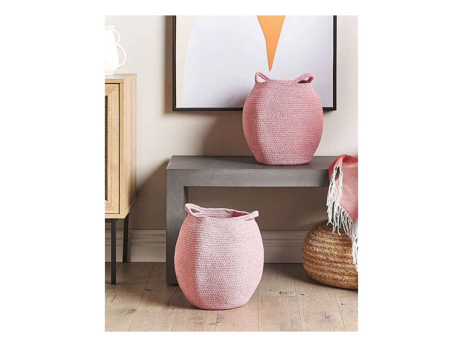 Set van 2 manden PANJGUR Katoen Roze