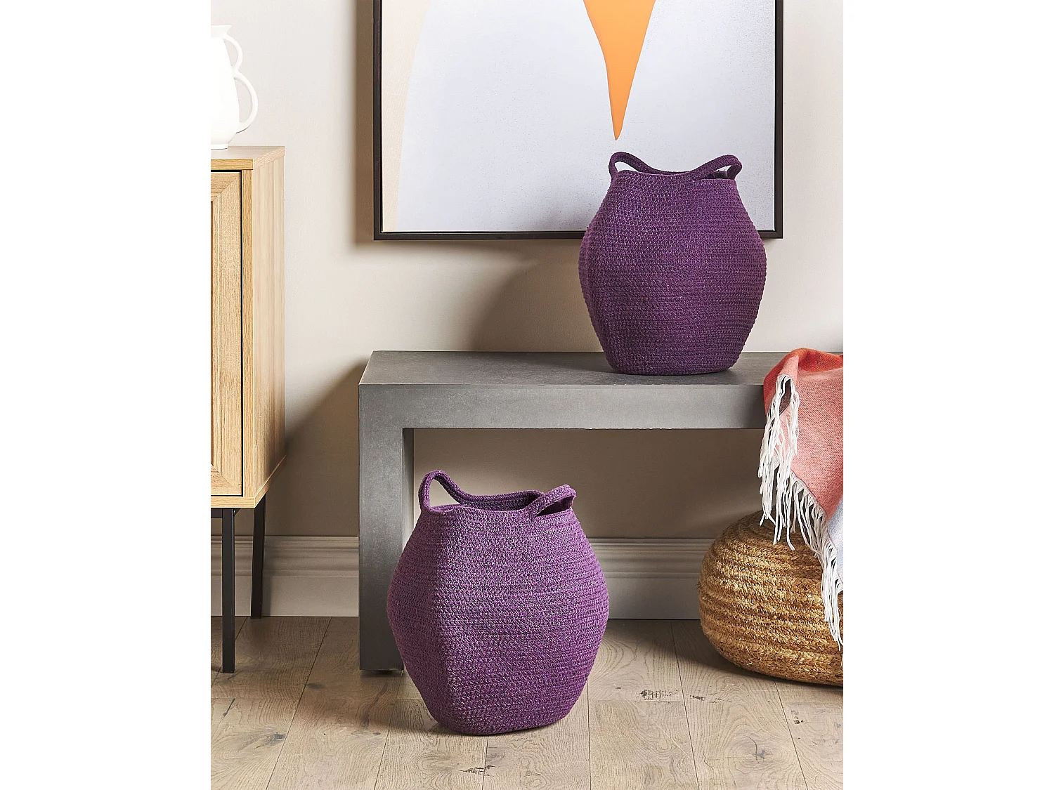 Lot de 2 paniers PANJGUR Coton Pourpre