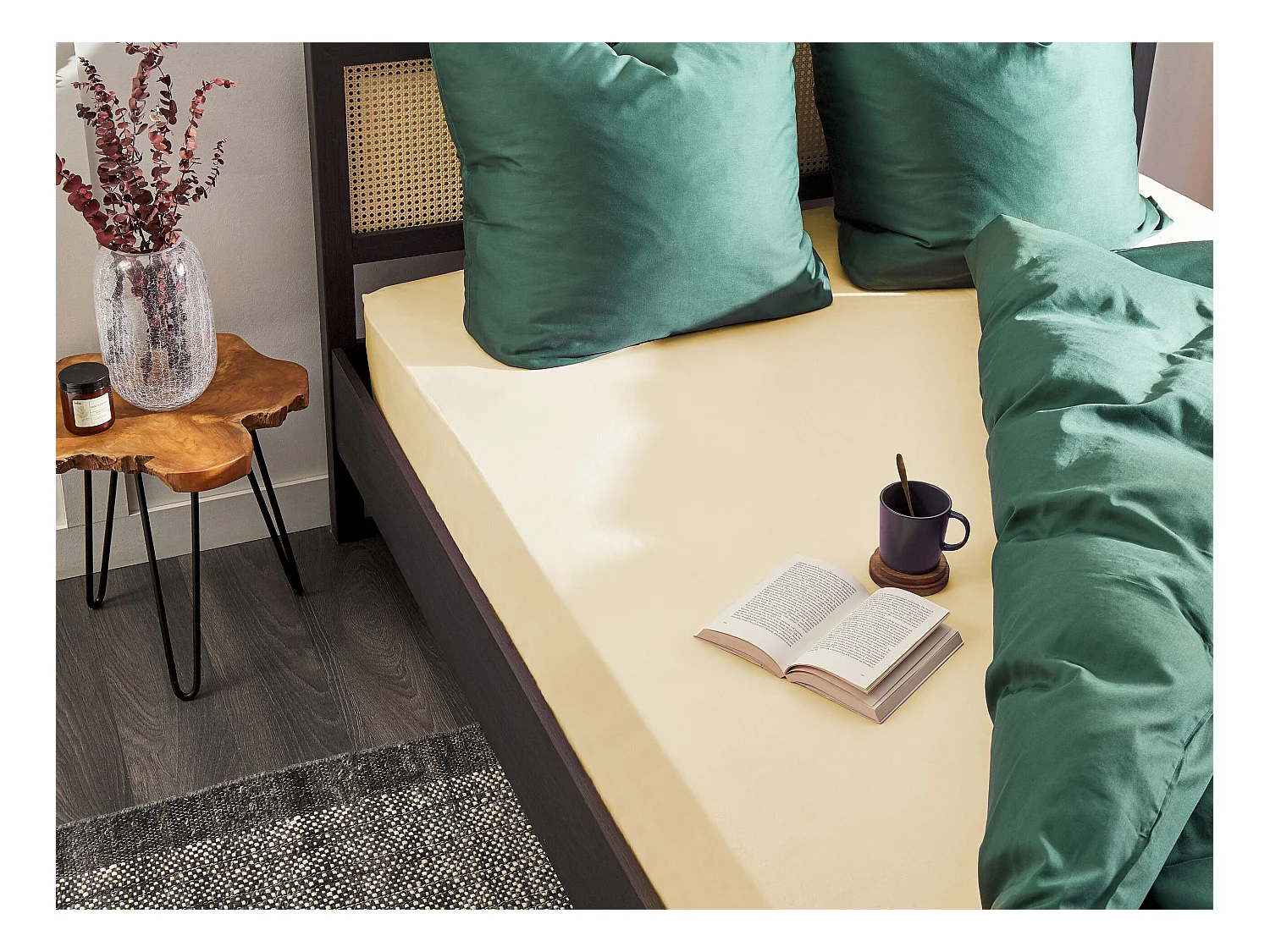 Sábana bajera JANBU Algodón 140 x 200 cm Beige