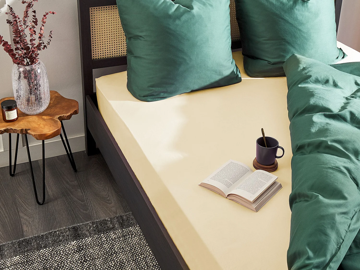 Sábana bajera JANBU Algodón 200 x 200 cm Beige