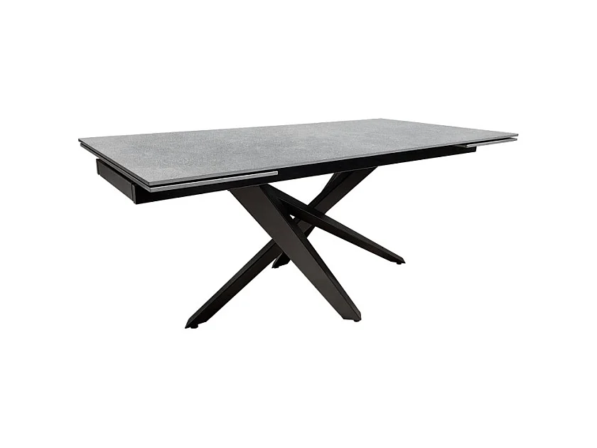 Table extensible 180 à 260 cm céramique gris béton pieds métal - OPUS