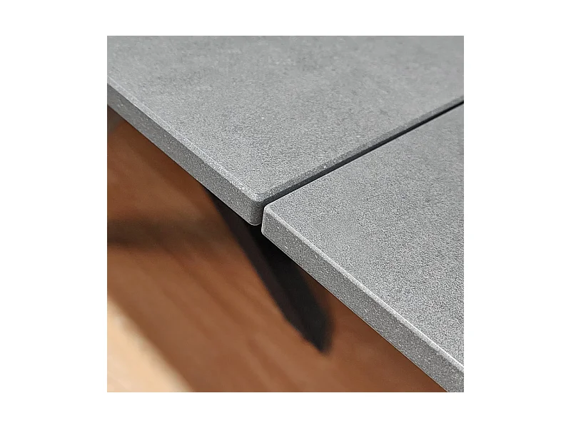 Table extensible 180 à 260 cm céramique gris béton pieds métal - OPUS