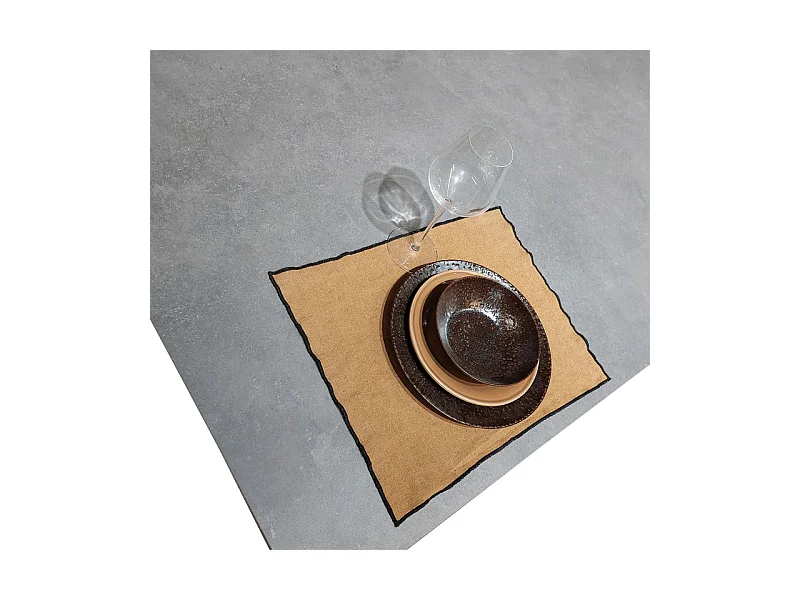 Table extensible 180 à 260 cm céramique gris béton pieds métal - OPUS