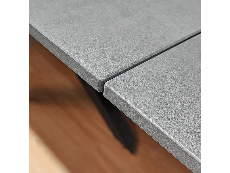 Table extensible 180 à 260 cm céramique gris béton pieds métal - OPUS
