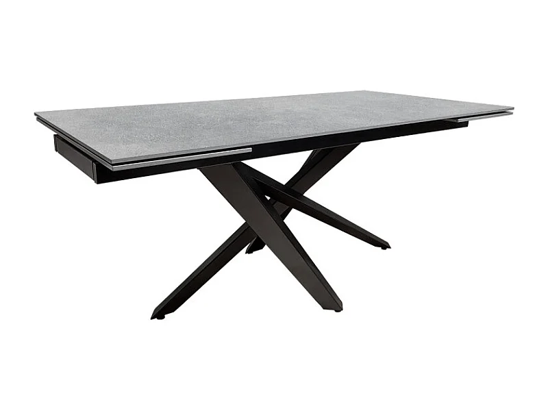 Table extensible 180 à 260 cm céramique gris béton pieds métal - OPUS