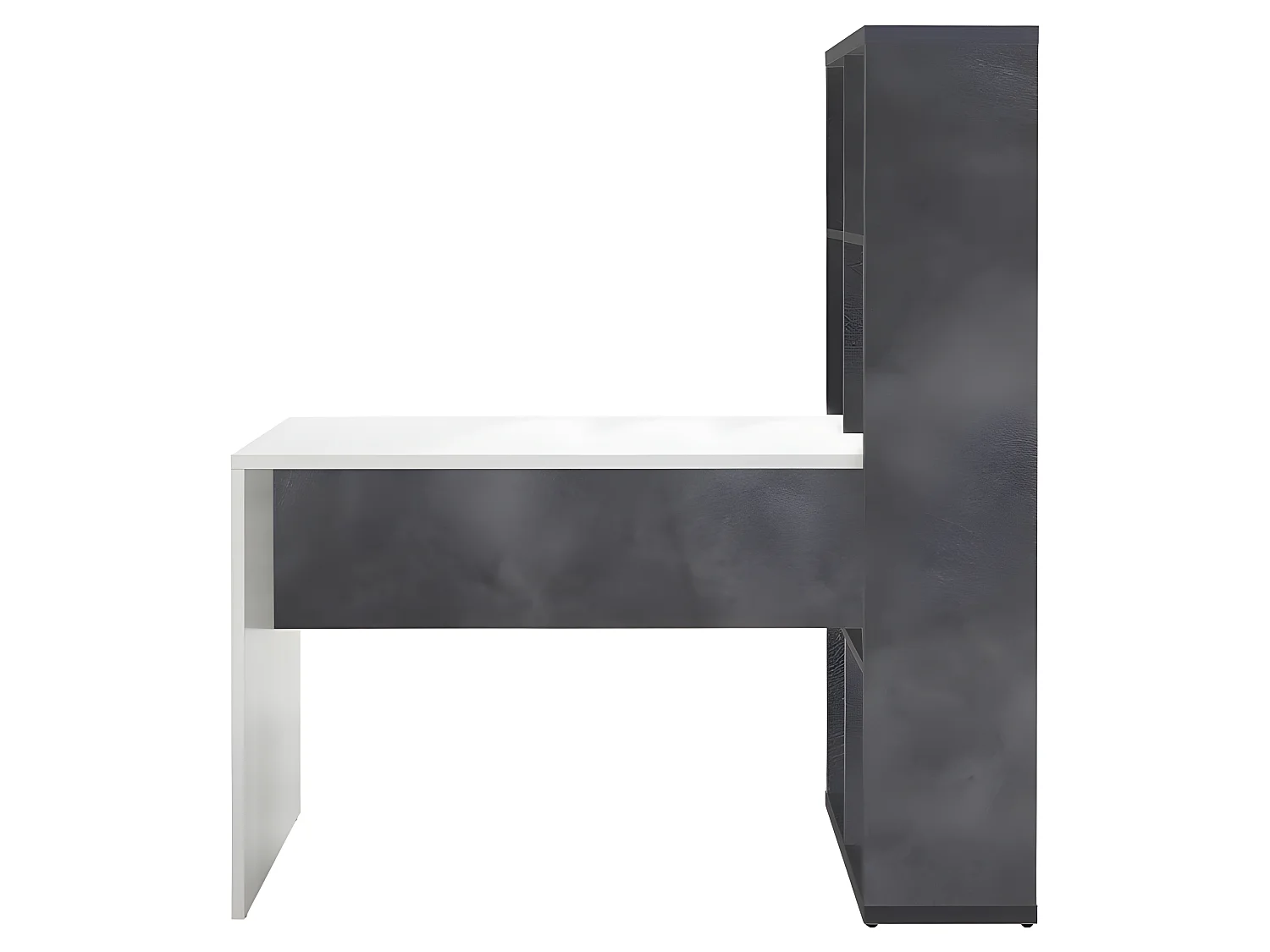 Bureau 8 rangement finition béton foncé texturé et blanc laqué - NICO