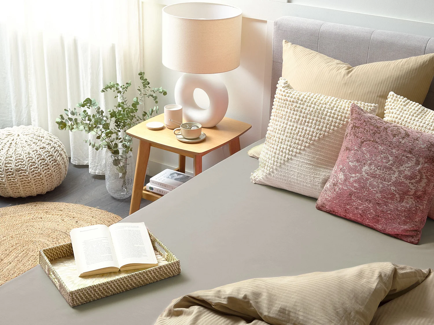 Hoeslaken JANBU Katoen 160 x 200 cm Taupe