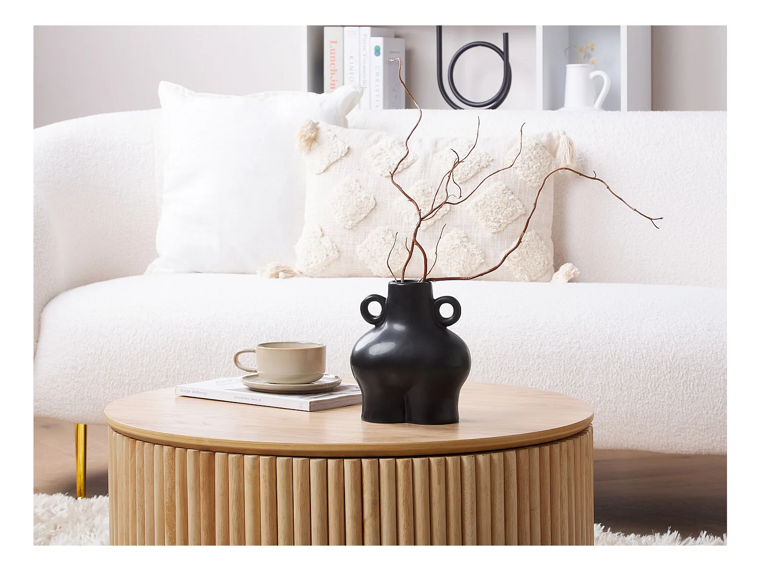 Bloemenvaas NAFPLIO Keramiek 32 cm Zwart