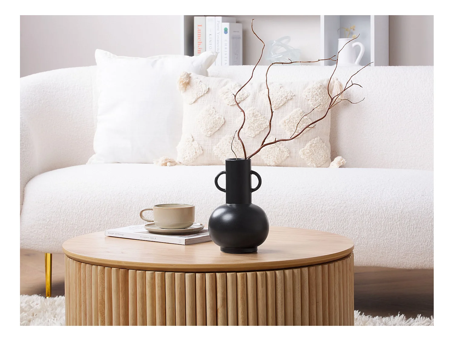 Jarro de flores PEREA Cerâmica 26 cm Preto