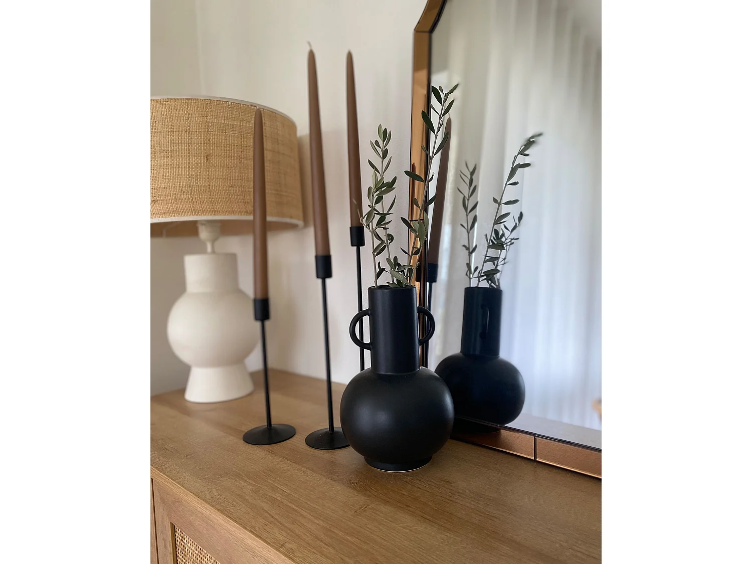 Wazon na kwiaty PEREA Ceramika 26 cm Czarny