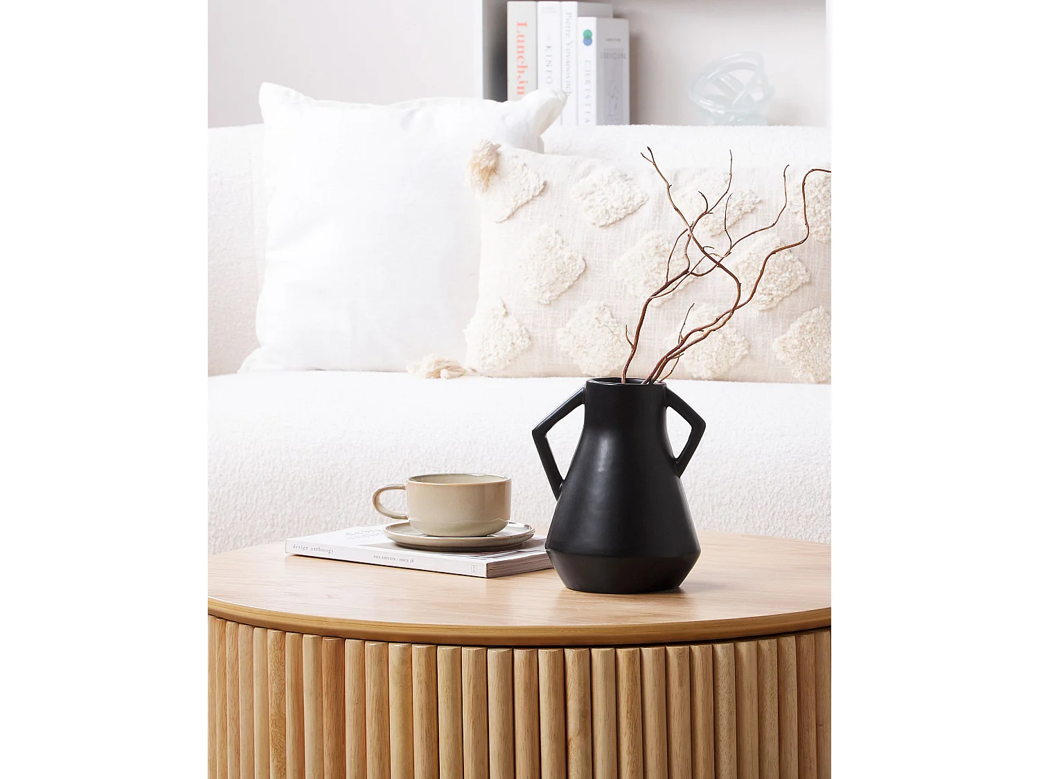 Vase à fleurs FERMI Céramique 20 cm Noir