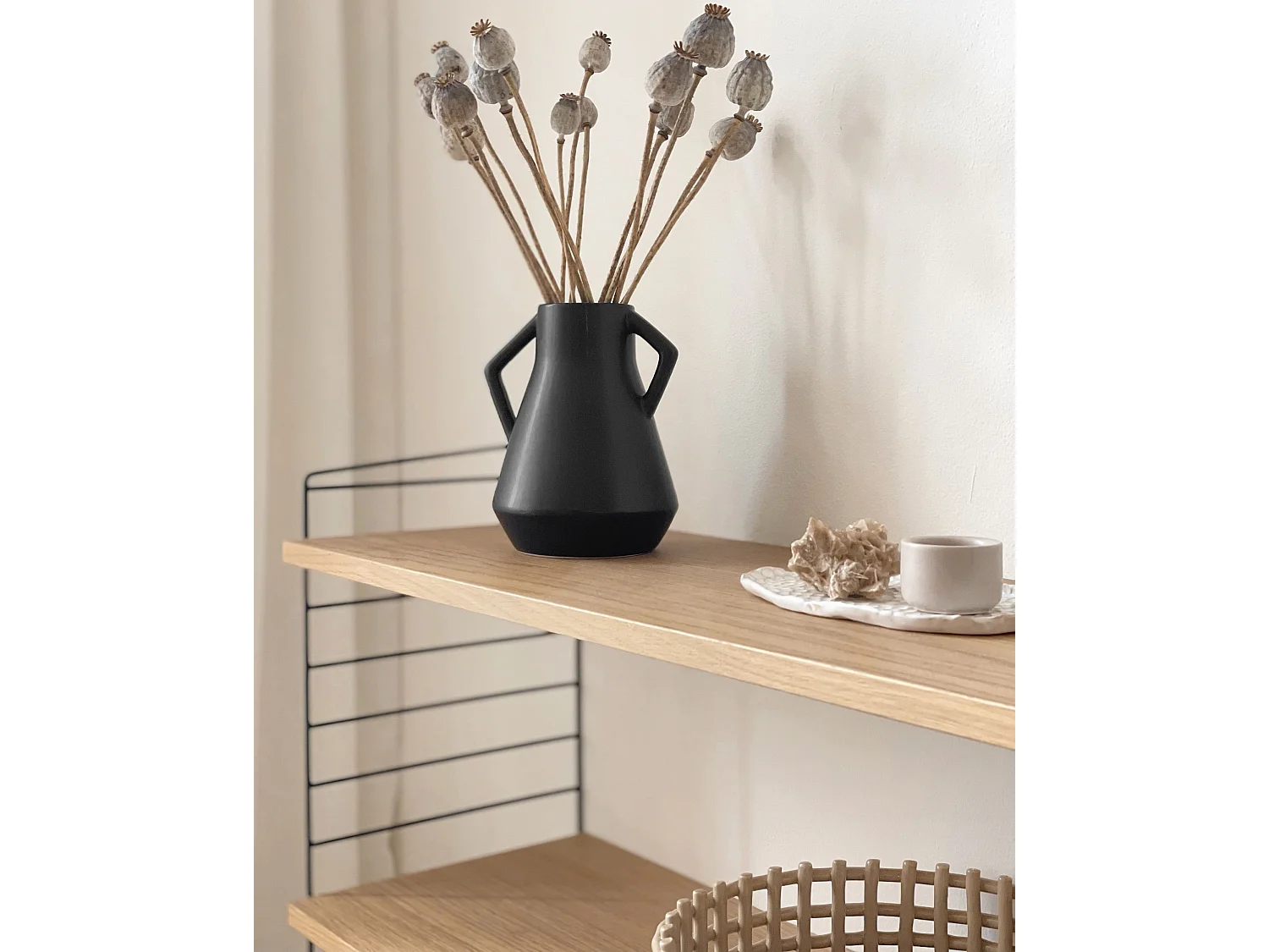 Jarro de flores FERMI Cerâmica 20 cm Preto