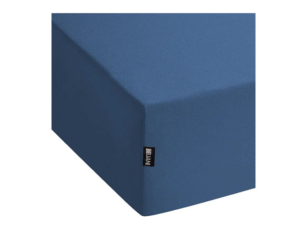 Spannbettlaken Baumwolle marineblau 200 x 200 cm Steghöhe 30 cm mit Gummizug Janbu
