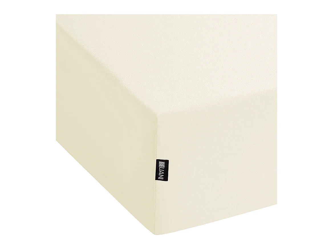 Spannbettlaken Baumwolle beige 180 x 200 cm Steghöhe 30 cm mit Gummizug Janbu