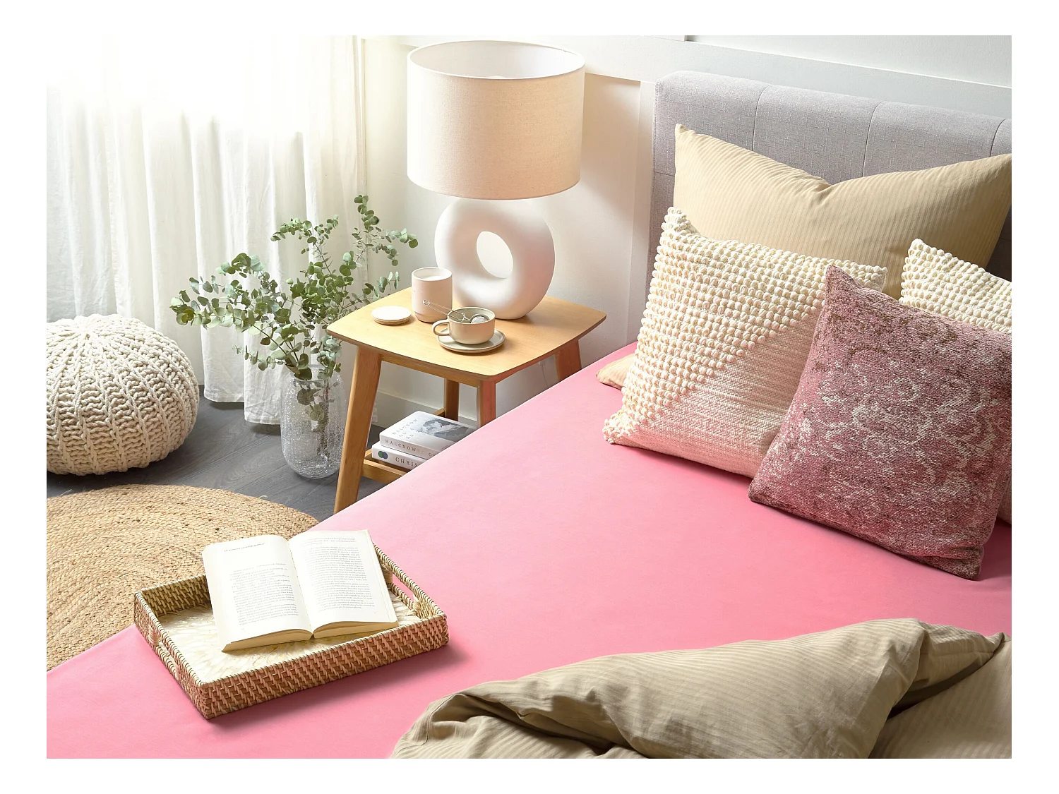 Lençol-capa JANBU Algodão 90 x 200 cm Coral