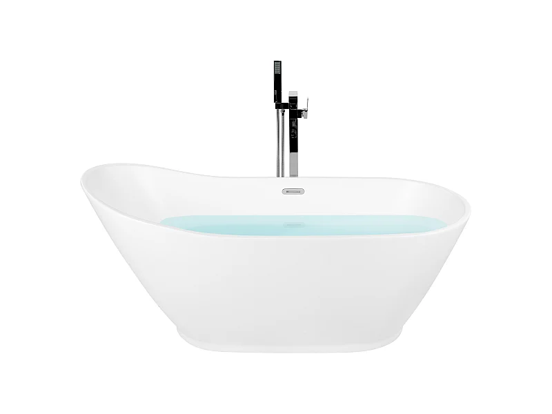 Freistehende Badewanne aus Acryl weiß matt 170 x 75 cm oval modern Londrina
