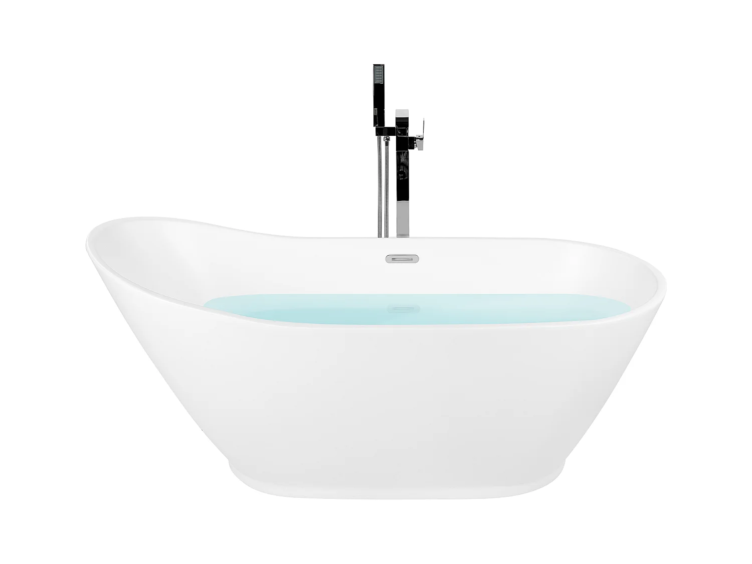 Freistehende Badewanne aus Acryl weiß matt 170 x 75 cm oval modern Londrina