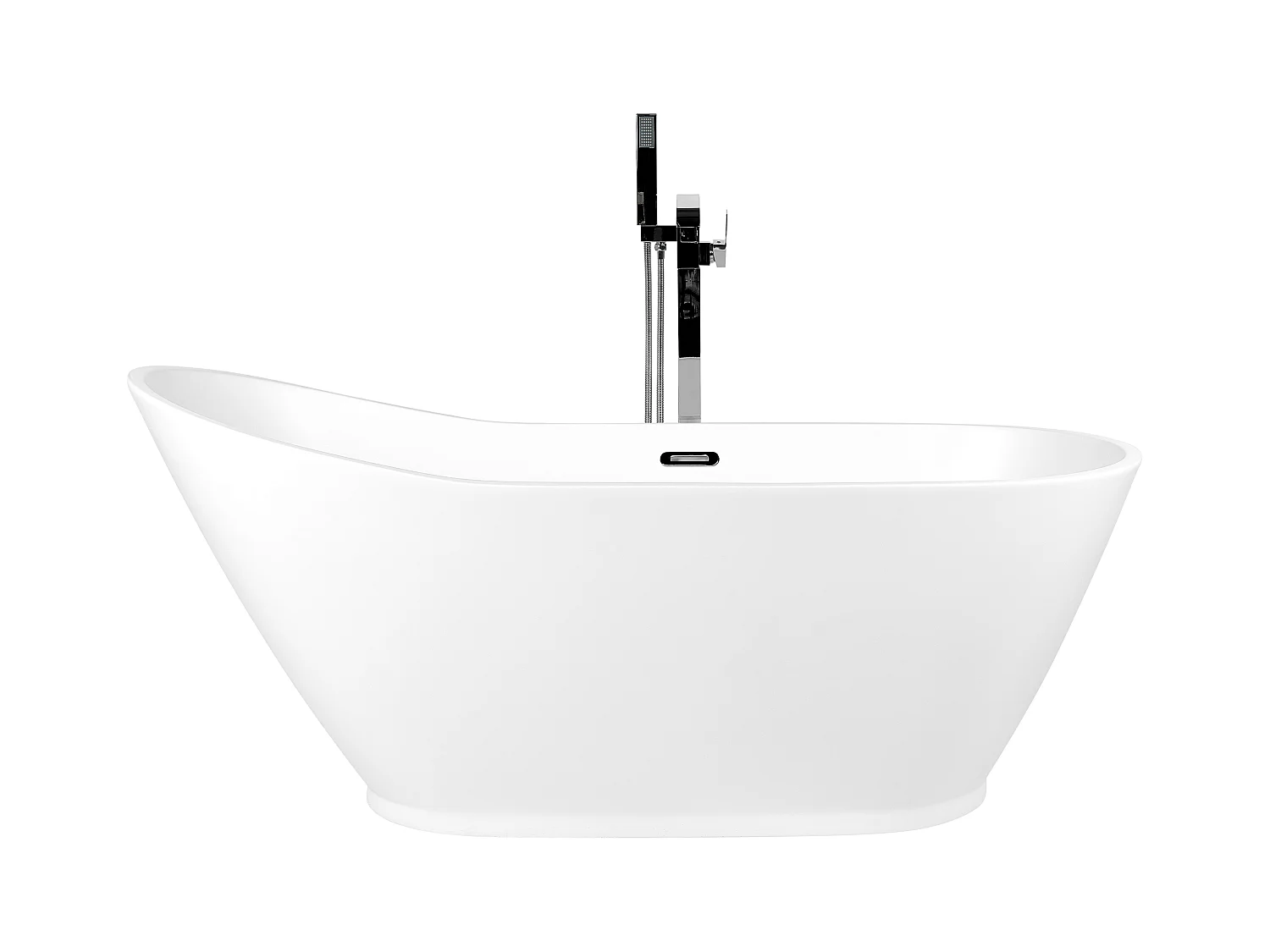 Freistehende Badewanne aus Acryl weiß matt 170 x 75 cm oval modern Londrina