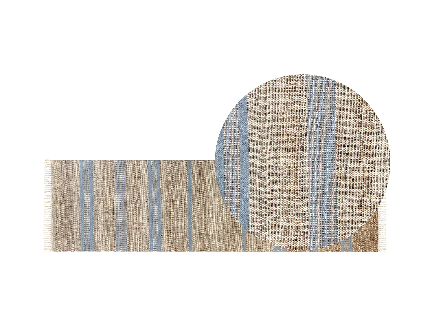 Vloerkleed jute beige/lichtblauw 80 x 300 cm TALPUR