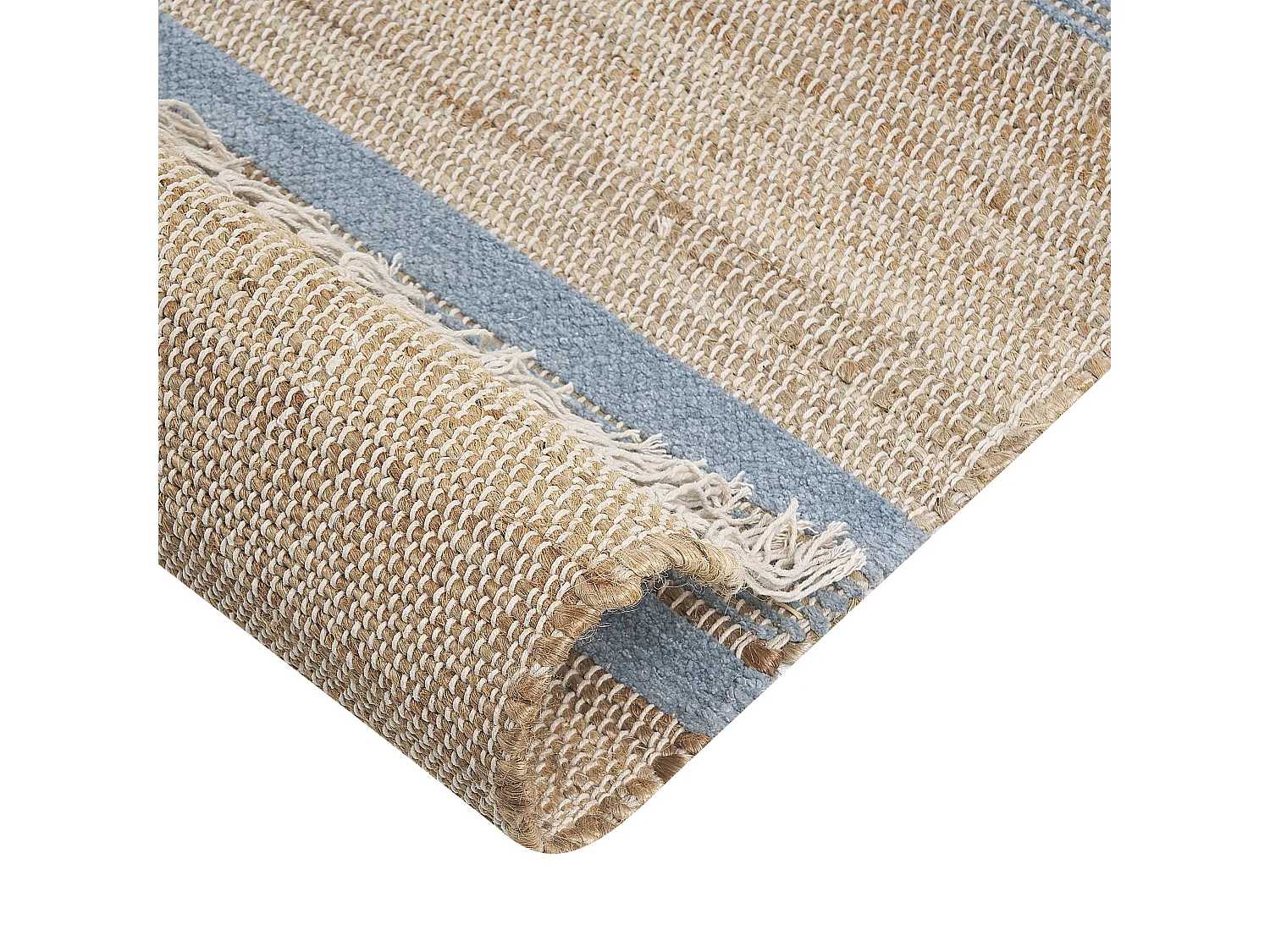 Vloerkleed jute beige/lichtblauw 80 x 300 cm TALPUR