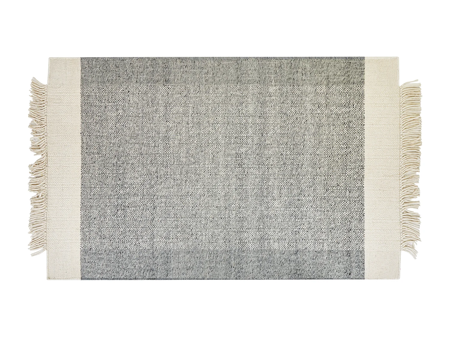 Teppich Wolle / Baumwolle grau 140 x 200 cm mit Fransen weiß handgewebt Tatlisu