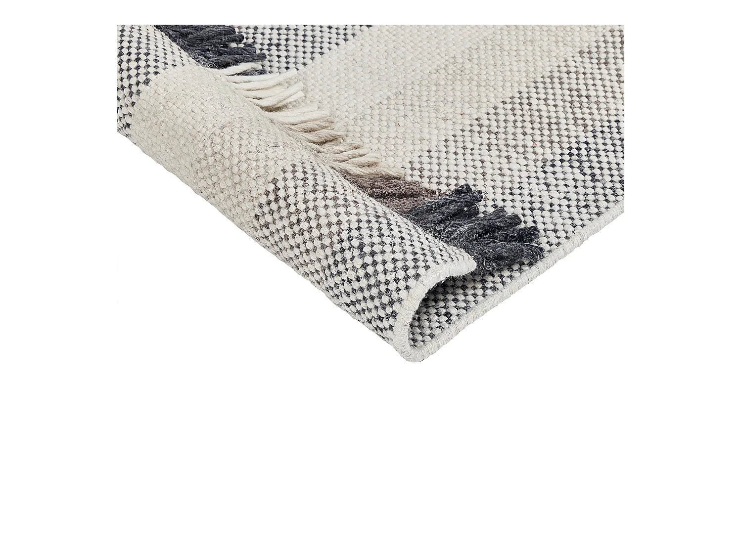 Alfombra de lana blanco crema/negro/marrón 140 x 200 cm EMIRLER