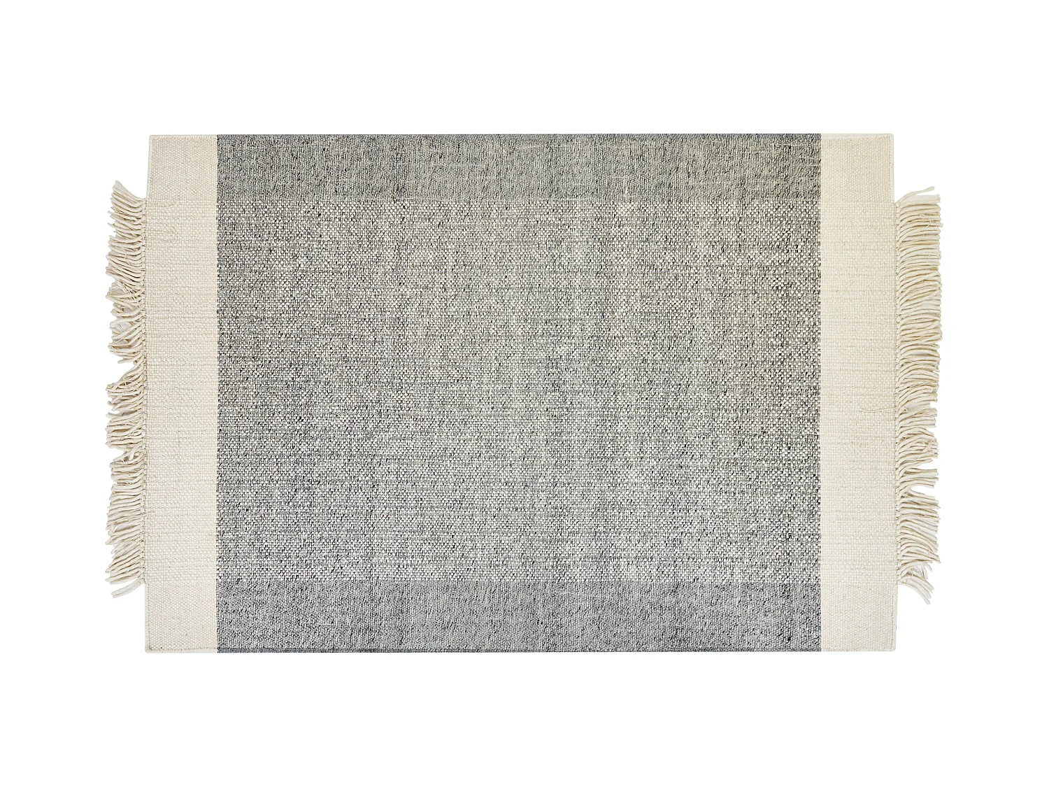 Teppich Wolle / Baumwolle grau 160 x 230 cm mit Fransen weiß handgewebt Tatlisu