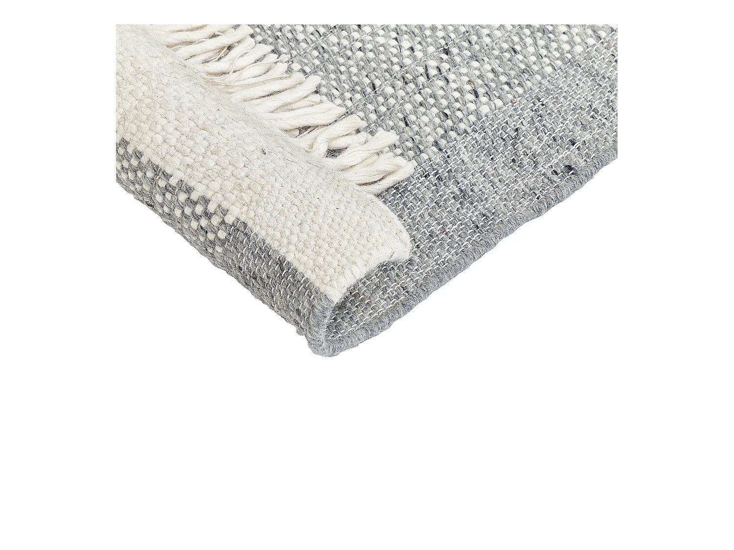 Teppich Wolle / Baumwolle grau 160 x 230 cm mit Fransen weiß handgewebt Tatlisu