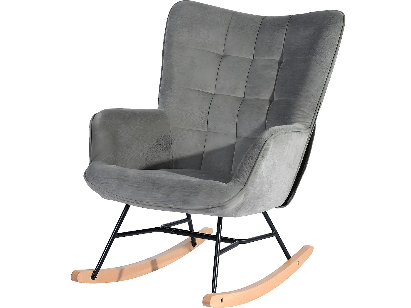 Fauteuil à Bascule En Velours Avec Repose-Pieds - Dossier Haut, Coussin Lombaire - Pour Salon, Chambre - 69x78x87 Cm