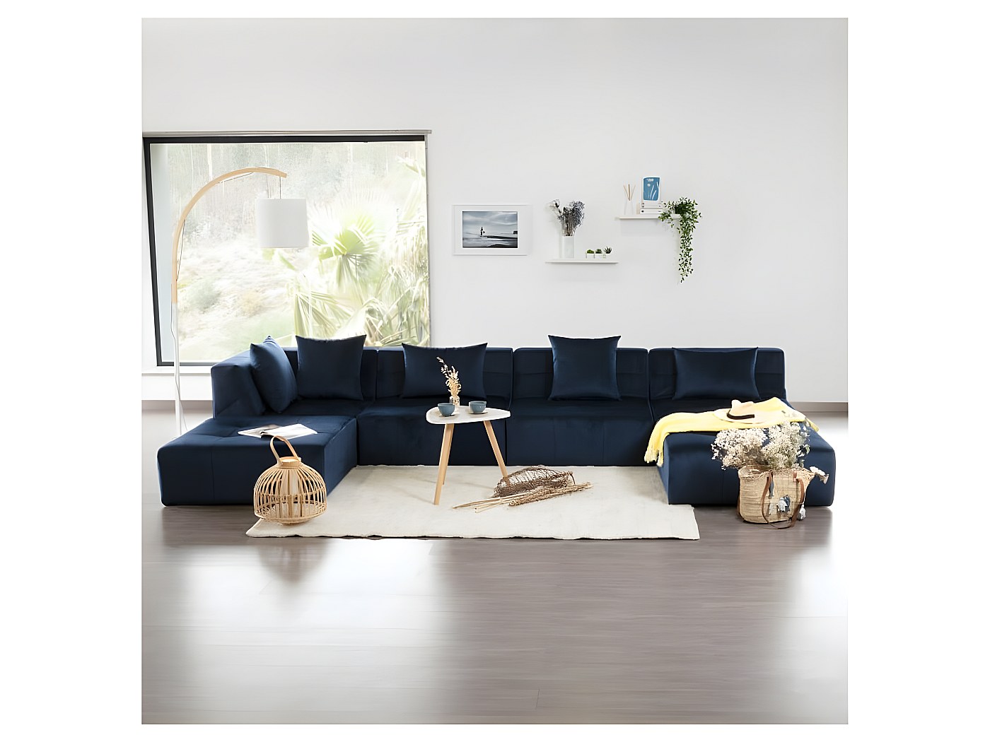 Sofá Panorámico 7 plazas Azul noche Panamax Terciopelo