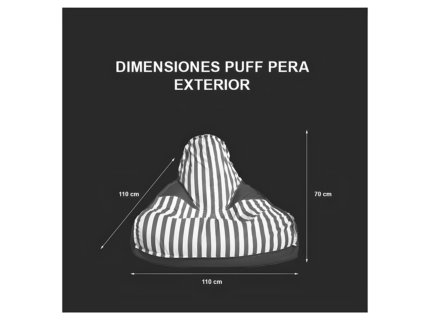 Puff Pera Exterior - Azul cielo y blanco