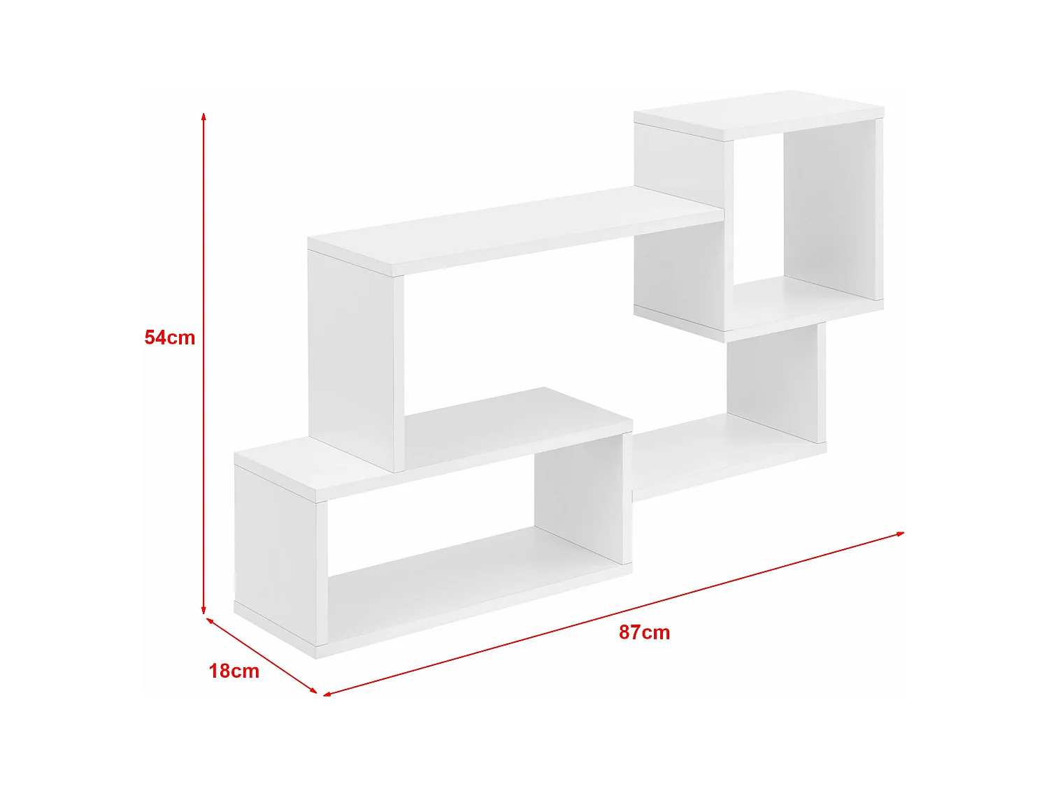 Estantería de pared mueble de pared de diseño con 3 superficies de almacenamiento 87 cm blanco 03_0005199