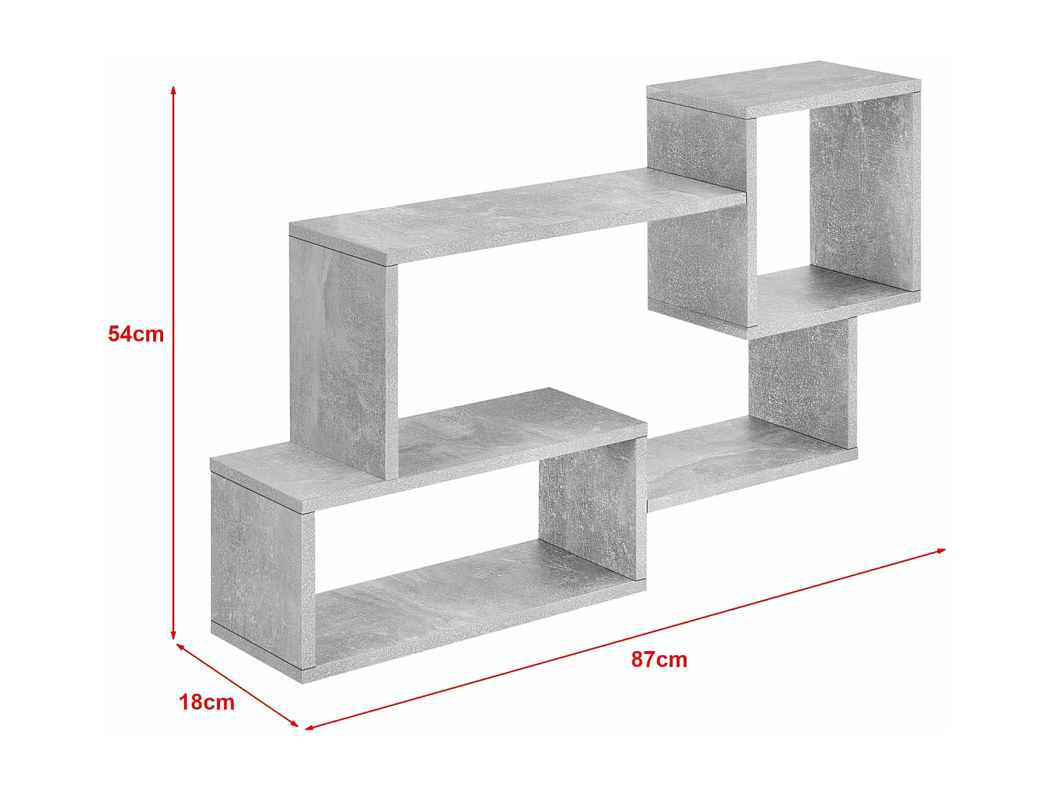 Elegante scaffale da parete con 3 superfici di appoggio 87 cm effetto cemento 03_0005200