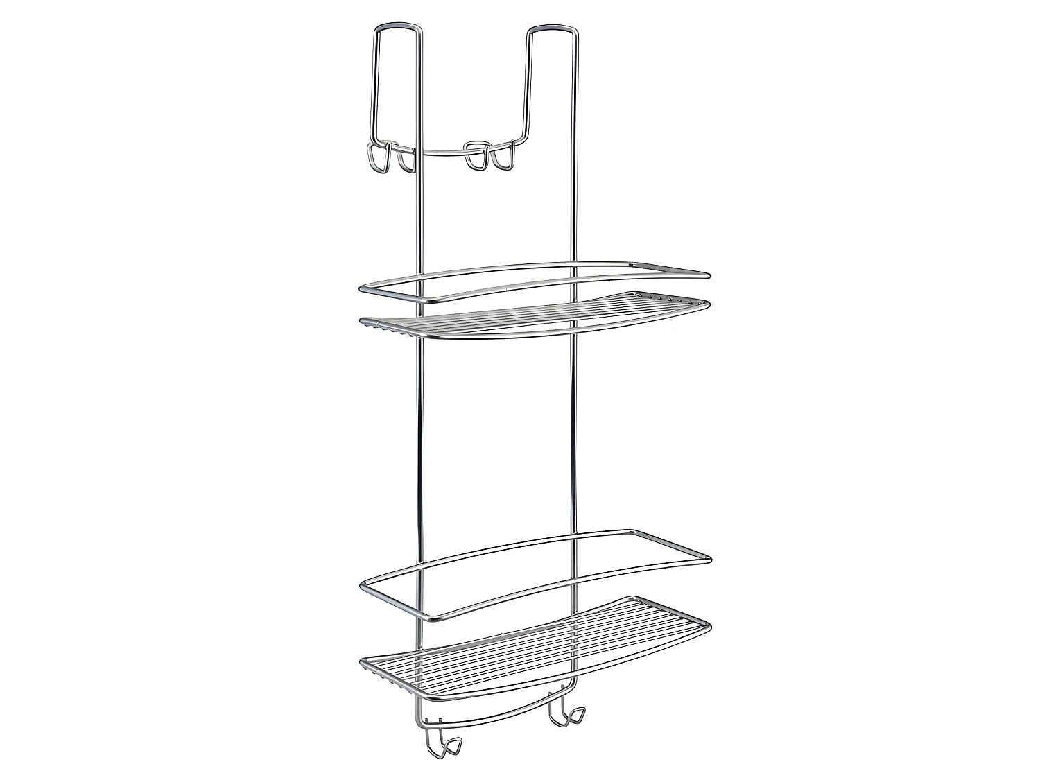 Duschregal mit 2 Etagen und Haken Onda Silbern